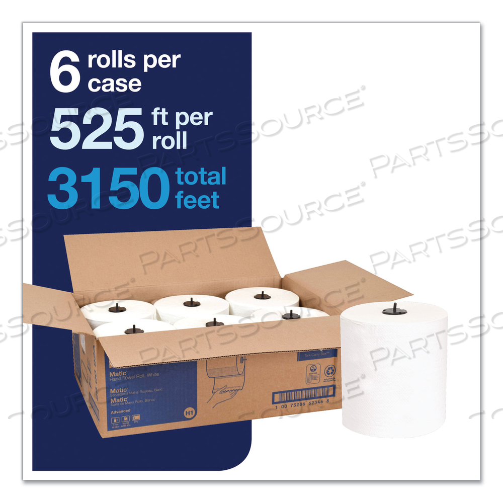 ADVANCED MATIC HAND TOWEL ROLL, 2-PLY, 7.7 X 9.8, WHITE, 643/ROLL/CARTON by Tork ADVANCED MATIC HAND TOWEL ROLL, 2-PLY, 7.7 X 9.8, WHITE, 643/ROLL/CARTON by Tork