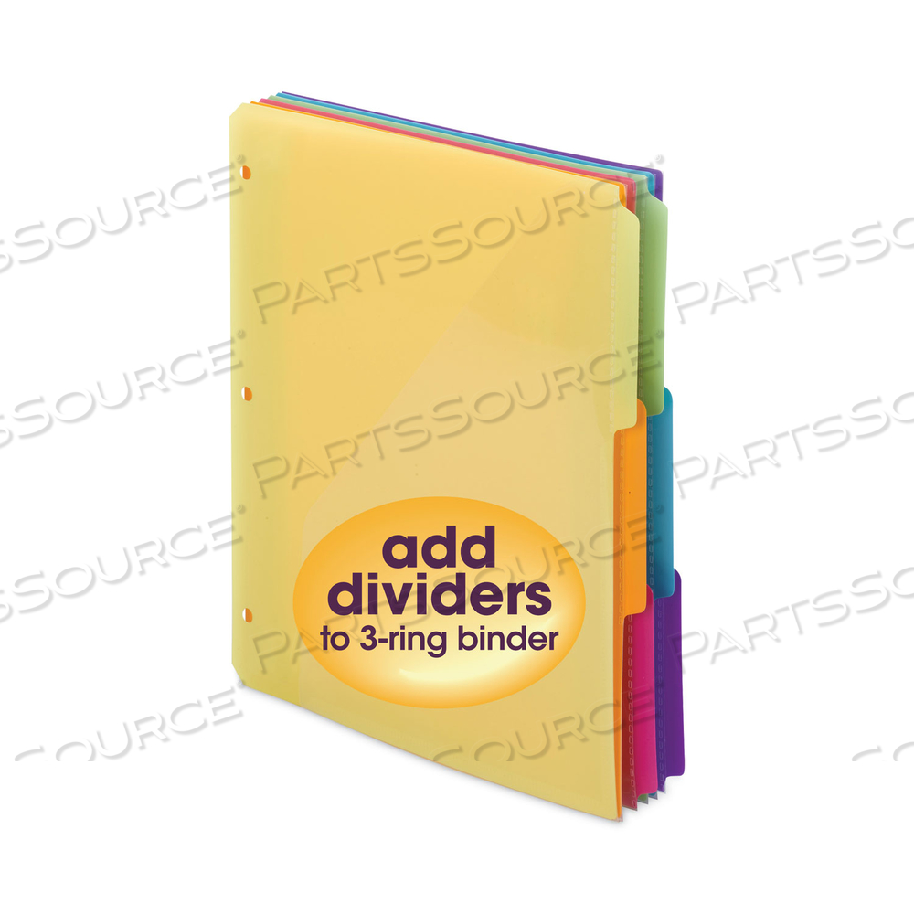 THREE-RING BINDER POLY INDEX DIVIDERS WITH POCKET, 9.75 X 11.25, ASSORTED COLORS by Smead THREE-RING BINDER POLY INDEX DIVIDERS WITH POCKET, 9.75 X 11.25, ASSORTED COLORS by Smead