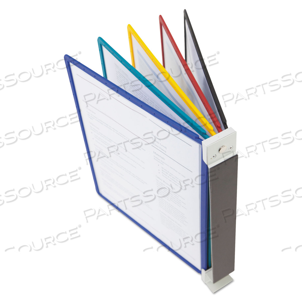 VARIO MAGNETIC WALL REFERENCE SYSTEM, 5 PANELS, 10 POCKETS, ASSORTED BORDERS by Durable