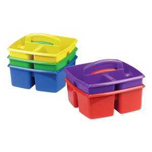SMALL ART CADDIES, 3 SECTIONS, 9.25" X 9.25" X 5.25", ASSORTED COLORS, 5/PACK by Storex