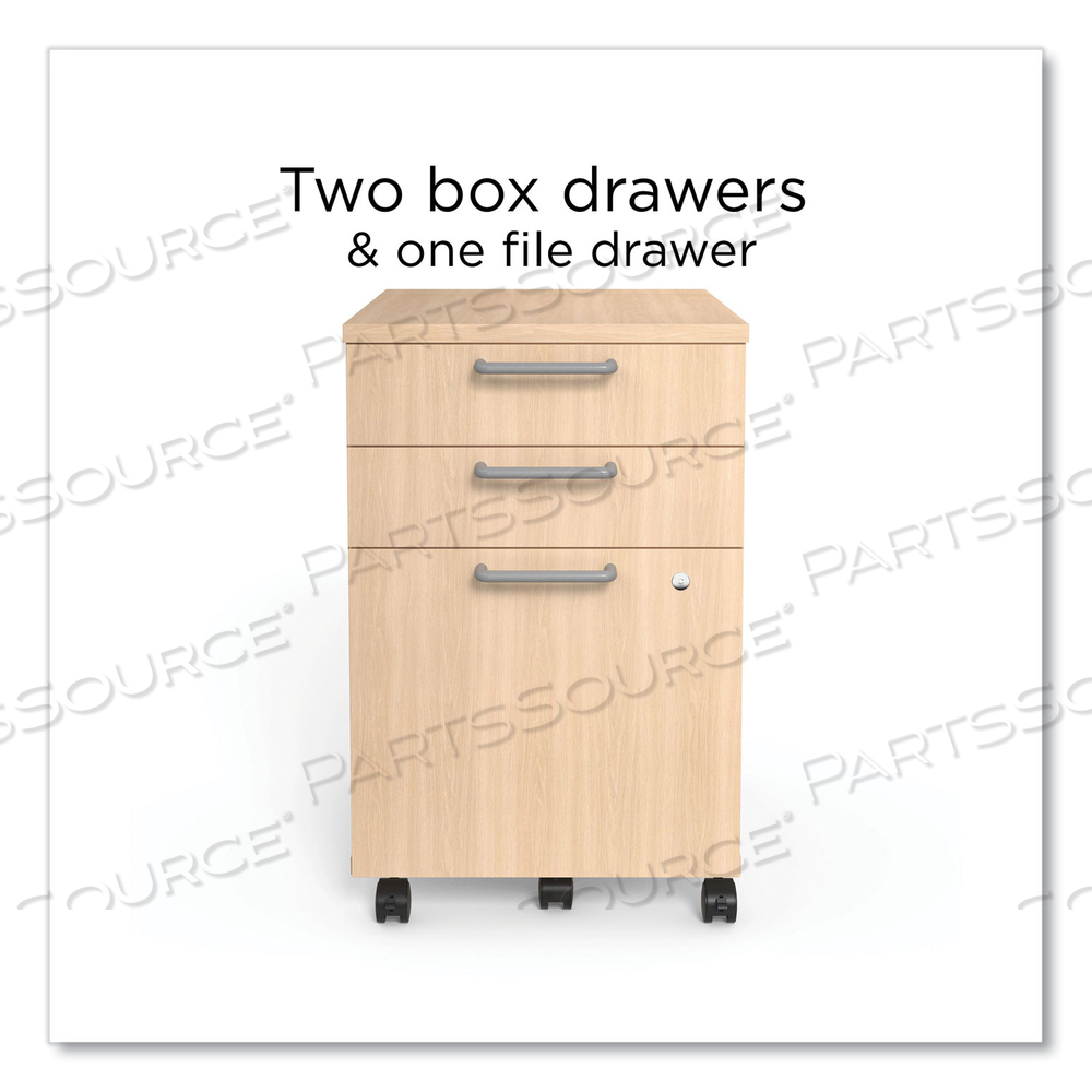 ESSENTIALS THREE-DRAWER MOBILE PEDESTAL FILE, 2 BOX/1 LEGAL/LETTER-SIZE FILE DRAWERS, NATURAL, 15.6" X 21.3" X 24.3" by Union & Scale