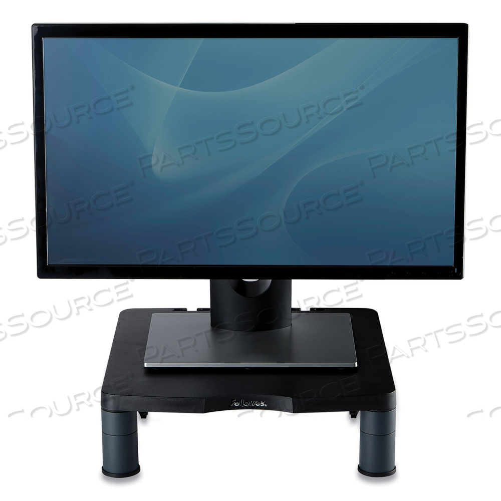 STANDARD MONITOR RISER, 13.38" X 13.63" X 2" TO 4", GRAPHITE, SUPPORTS 60 LBS 