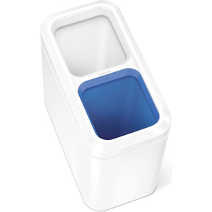 DUAL COMPARTMENT SLIM OPEN TOP RECYCLING TRASH CAN, 5-2/7 GAL, WHITE STEEL by Simplehuman