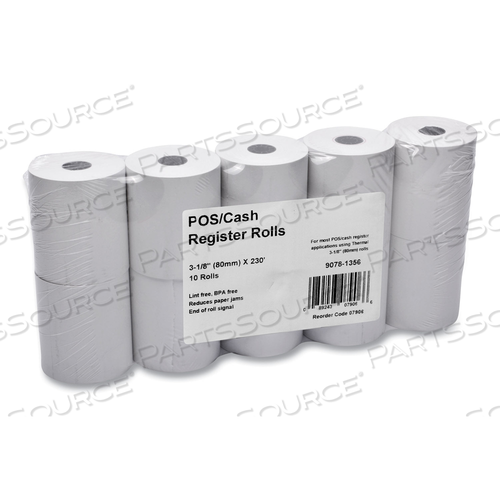 DIRECT THERMAL PRINTING THERMAL PAPER ROLLS, 3.13" X 230 FT, WHITE by Iconex