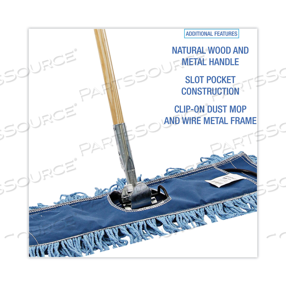 DRY MOPPING KIT, 24 X 5 BLUE SYNTHETIC HEAD, 60" NATURAL WOOD/METAL HANDLE by Boardwalk