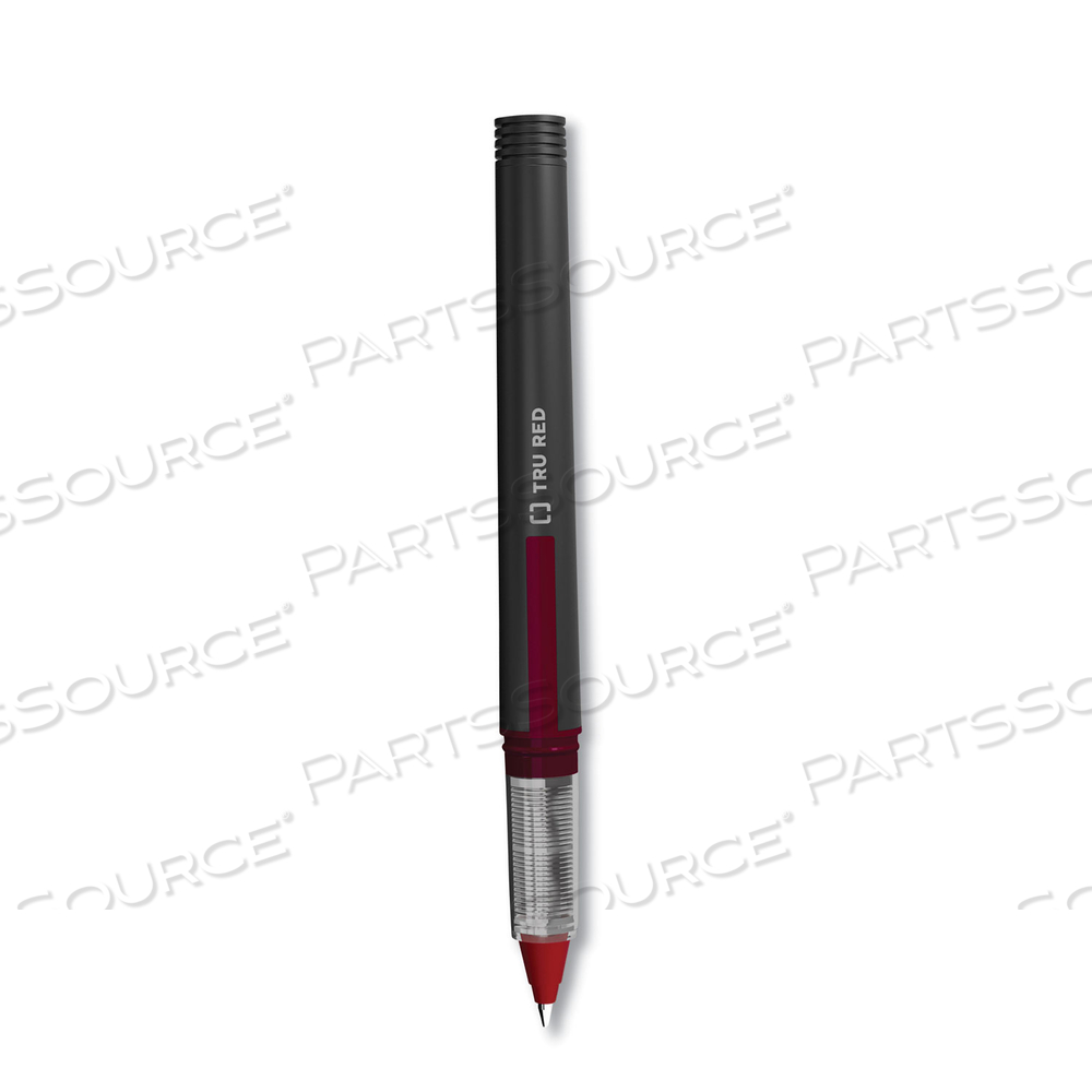 ROLLER BALL PEN, STICK, FINE 0.5 MM, RED INK, BLACK BARREL by TRU RED