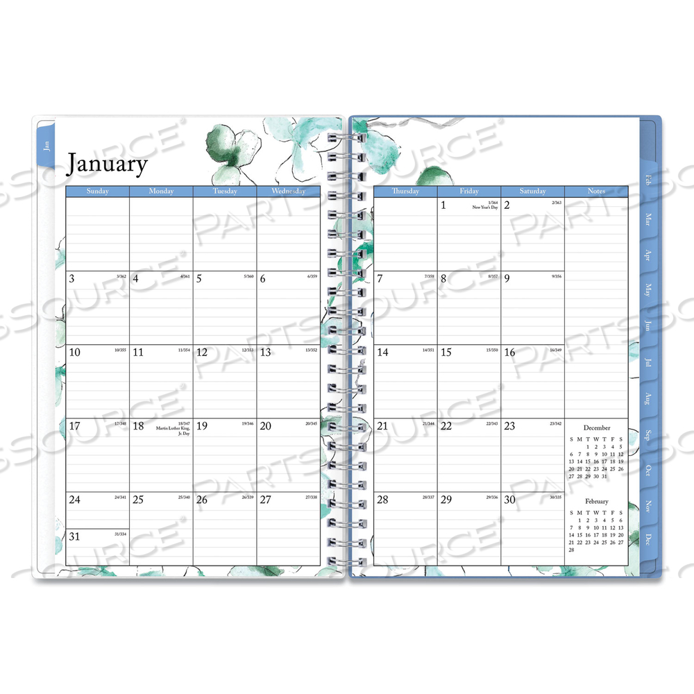 LINDLEY WEEKLY/MONTHLY PLANNER, LINDLEY FLORAL ARTWORK, 8 X 5, WHITE/BLUE/GREEN COVER, 12-MONTH (JAN TO DEC): 2023 by Blue Sky