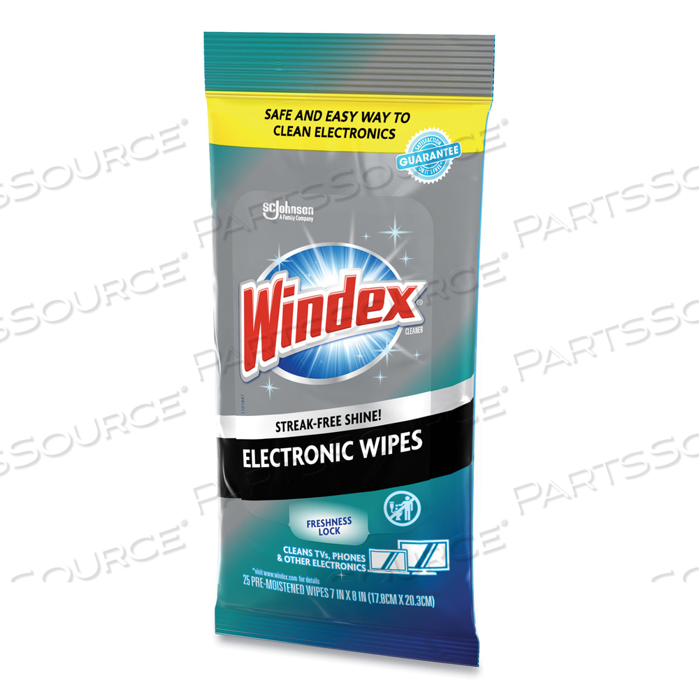 ELECTRONICS CLEANER, 7 X 10, NEUTRAL SCENT, 25 WIPES by Windex
