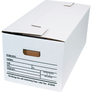 INTERLOCKING FLAP FILE STORAGE BOX - LETTER 24"L X 12"W X 10"H WHITE PRICE EACH by Box Packaging Inc INTERLOCKING FLAP FILE STORAGE BOX - LETTER 24"L X 12"W X 10"H WHITE PRICE EACH by Box Packaging Inc