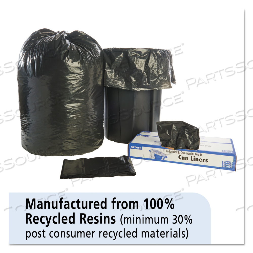 TOTAL RECYCLED CONTENT PLASTIC TRASH BAGS, 65 GAL, 1.5 MIL, 50" X 51", BROWN/BLACK by Envision
