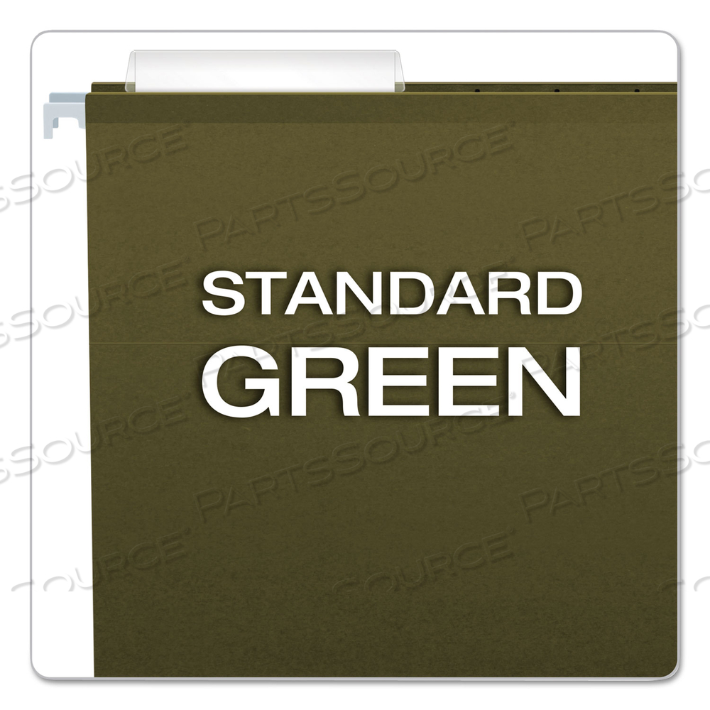 REINFORCED HANGING FILE FOLDERS WITH PRINTABLE TAB INSERTS, LEGAL SIZE, 1/3-CUT TABS, STANDARD GREEN by Esselte Pendaflex Corp. REINFORCED HANGING FILE FOLDERS WITH PRINTABLE TAB INSERTS, LEGAL SIZE, 1/3-CUT TABS, STANDARD GREEN by Esselte Pendaflex Corp.