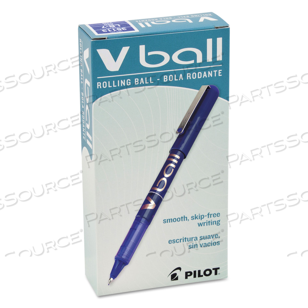 VBALL LIQUID INK ROLLER BALL PEN, STICK, FINE 0.7 MM, BLUE INK, BLUE BARREL by Pilot