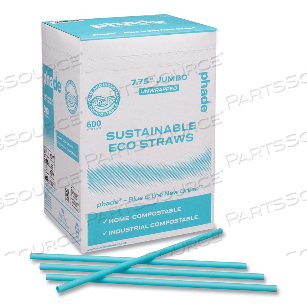 MARINE BIODEGRADABLE STRAWS, 7.75", OCEAN BLUE by Phade