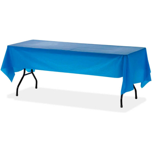 RECTANGULAR TABLECOVER, 54"W X 108"L, PLASTIC, BLUE, 6/PACK by Genuine Joe RECTANGULAR TABLECOVER, 54"W X 108"L, PLASTIC, BLUE, 6/PACK by Genuine Joe