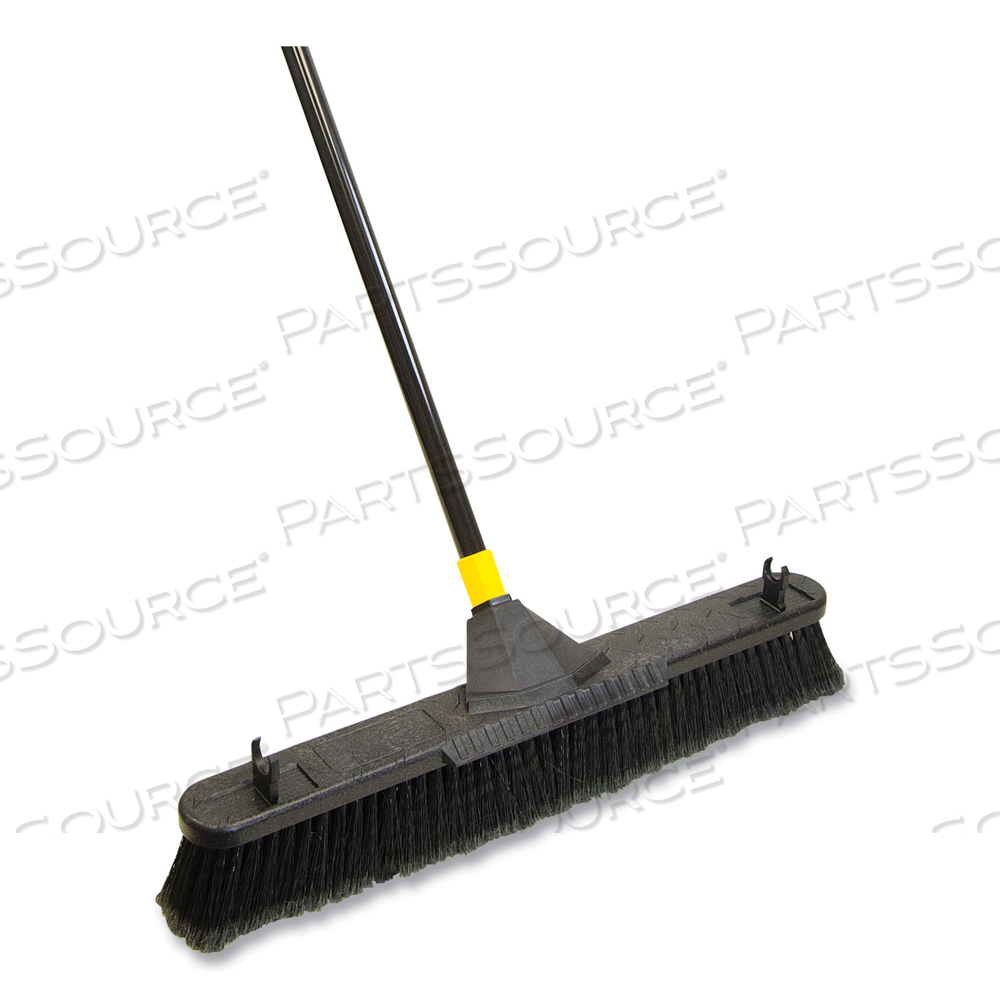 BULLDOZER SMOOTH SURFACE PUSHBROOM WITH SCRAPER BLOCK, 24 X 60, POWDER COATED HANDLE, TAMPICO BRISTLES, BLACK/YELLOW by Quickie