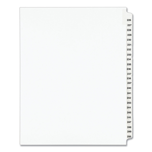 PREPRINTED LEGAL EXHIBIT SIDE TAB INDEX DIVIDERS, AVERY STYLE, 25-TAB, 226 TO 250, 11 X 8.5, WHITE, 1 SET, (1339) by Avery PREPRINTED LEGAL EXHIBIT SIDE TAB INDEX DIVIDERS, AVERY STYLE, 25-TAB, 226 TO 250, 11 X 8.5, WHITE, 1 SET, (1339) by Avery