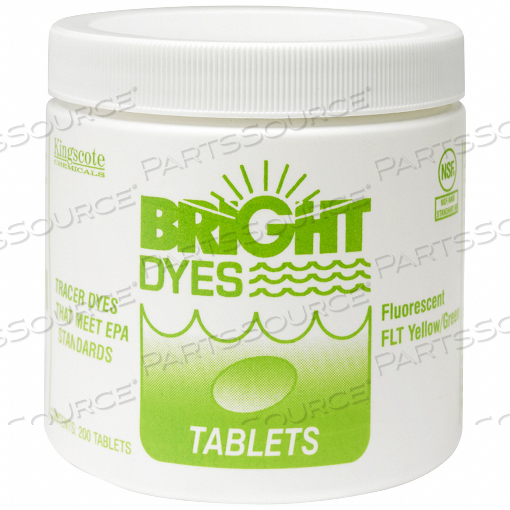 DYE TRACER TABLET FL YELLOW/GREEN PK200 by Bright Dyes