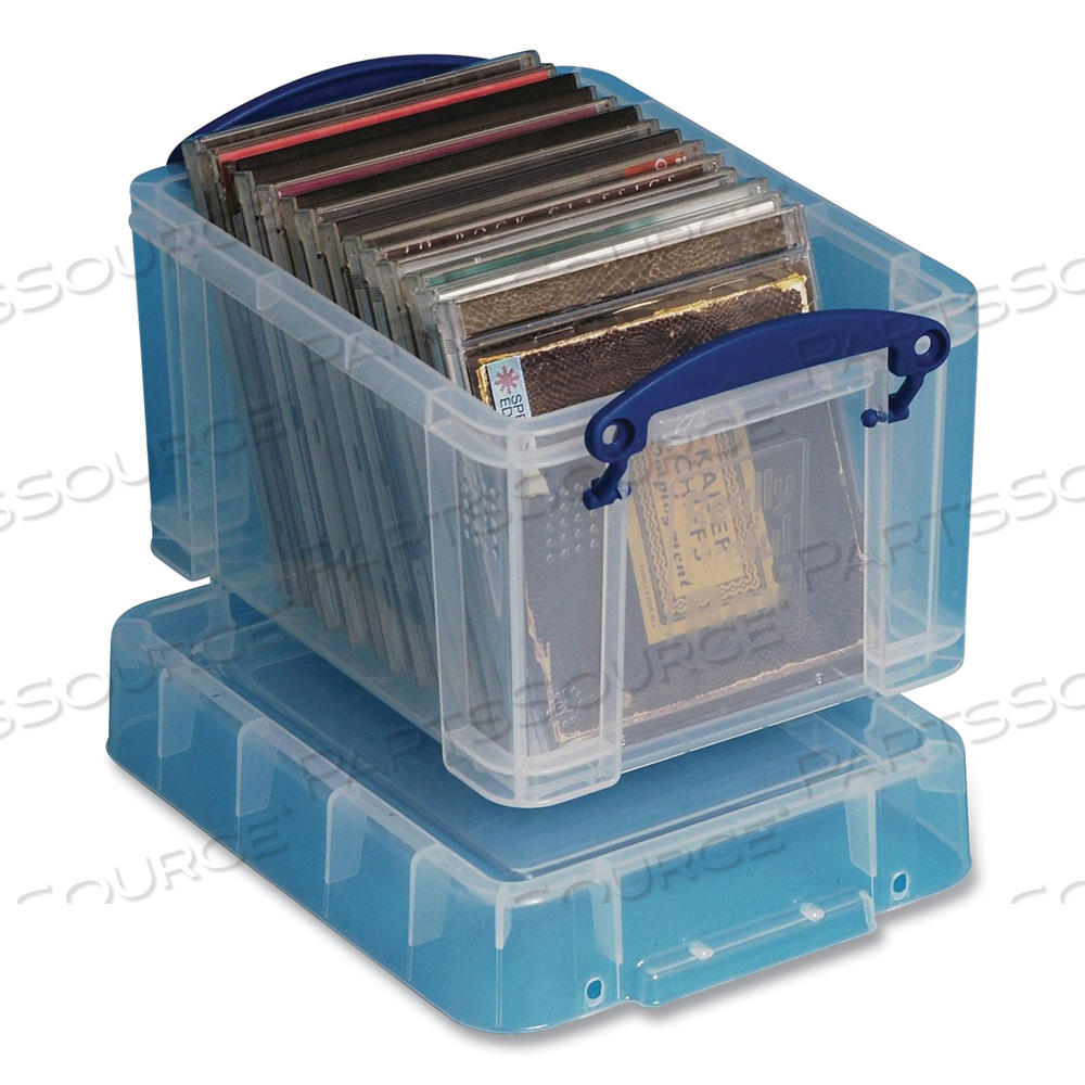 SNAP-LID STORAGE BIN, 0.79 GAL, 7.06" X 9.62" X 6.25", CLEAR/BLUE by Really Useful Box SNAP-LID STORAGE BIN, 0.79 GAL, 7.06" X 9.62" X 6.25", CLEAR/BLUE by Really Useful Box