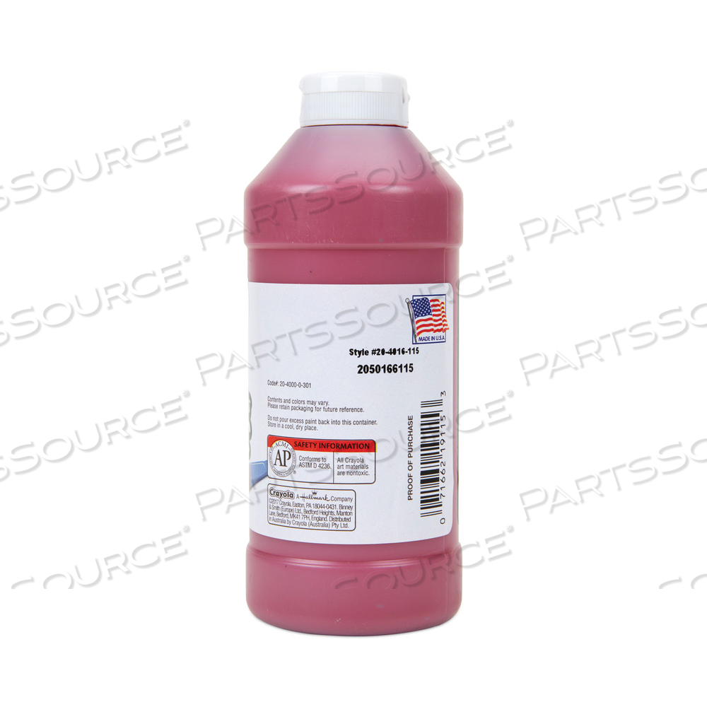 PORTFOLIO SERIES ACRYLIC PAINT, DEEP RED, 16 OZ BOTTLE PORTFOLIO SERIES ACRYLIC PAINT, DEEP RED, 16 OZ BOTTLE