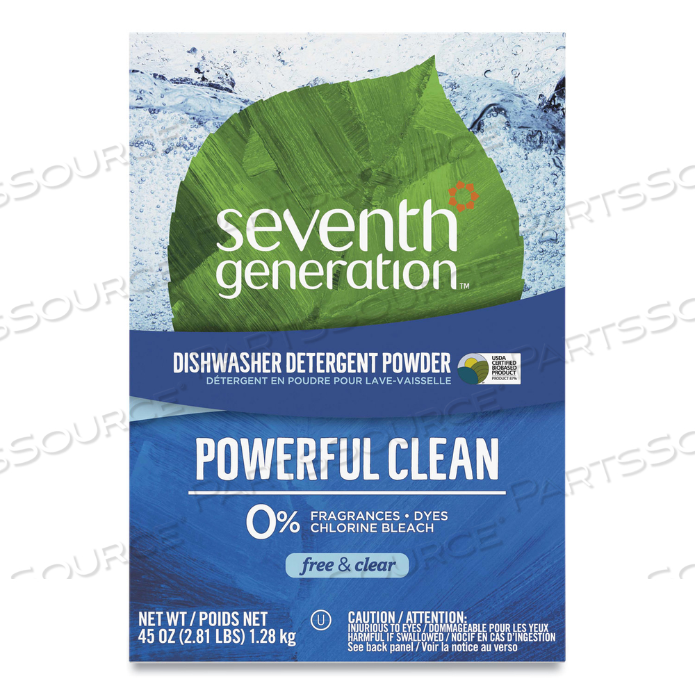 AUTOMATIC DISHWASHER POWDER, FREE AND CLEAR, 45OZ BOX by Seventh Generation