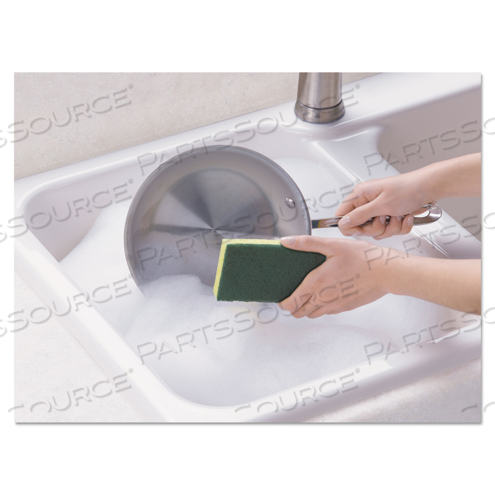HEAVY-DUTY SCRUB SPONGE, 4.5 X 2.7, 0.6" THICK, YELLOW/GREEN by 3M Consumer