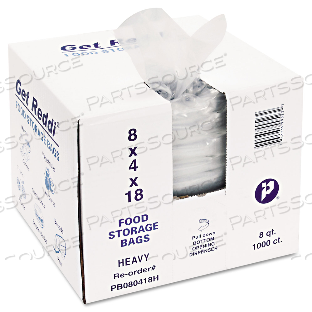 FOOD BAGS, 8 QT, 1 MIL, 8" X 18", CLEAR by Inteplast Group FOOD BAGS, 8 QT, 1 MIL, 8" X 18", CLEAR by Inteplast Group