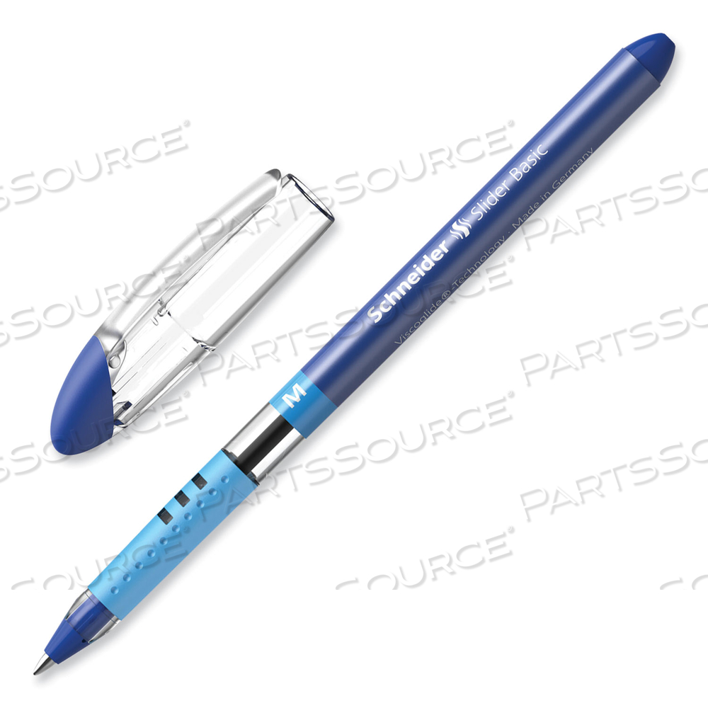 SLIDER BASIC BALLPOINT PEN, STICK, MEDIUM 0.8 MM, BLUE INK, BLUE BARREL by Schneider