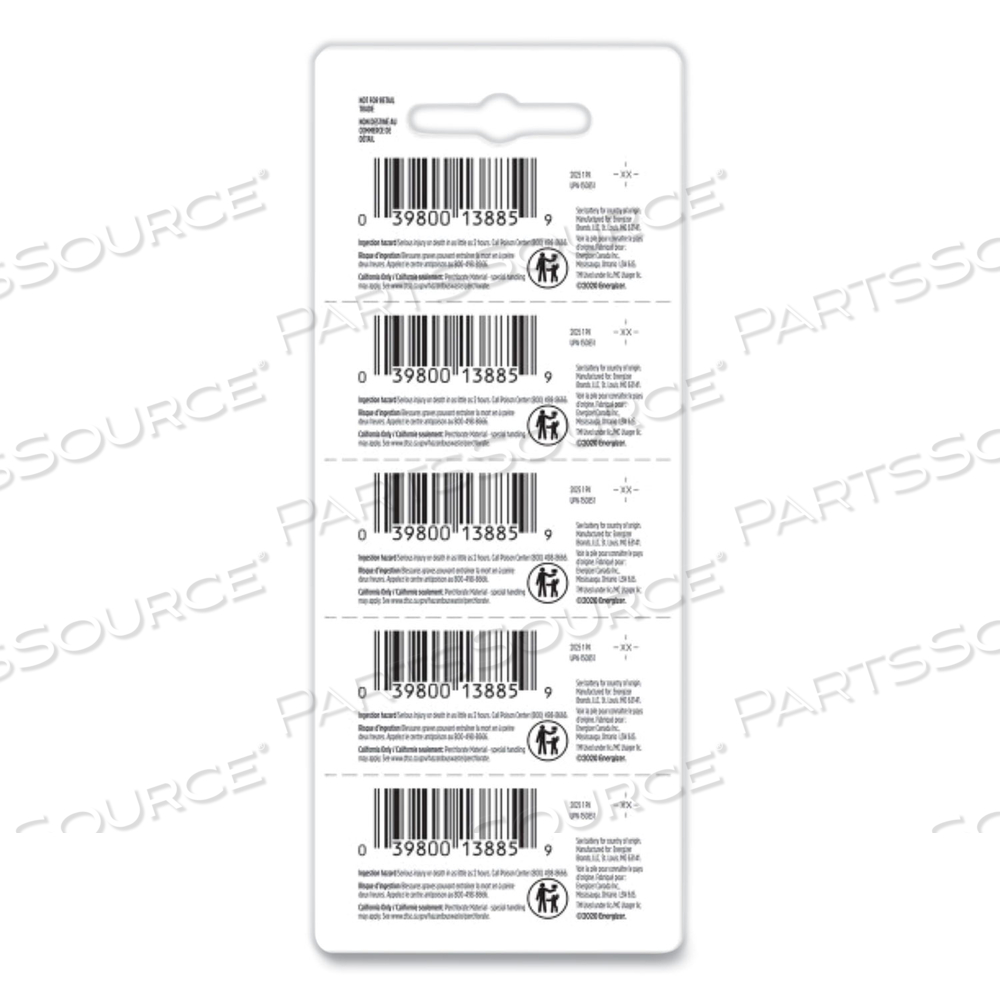 COIN CELL BATTERY 170 MAH CAP 3V DC PK5 by Energizer