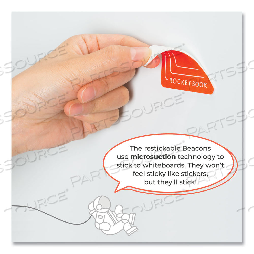 BEACONS SMART STICKERS FOR WHITEBOARDS, TRIANGLES, ORANGE, 2.5"H, 4/PACK by Rocketbook