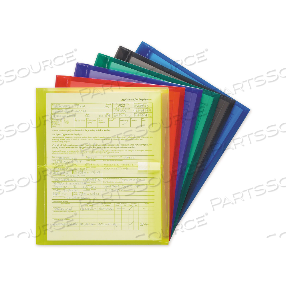 POLY SIDE-LOAD ENVELOPES, FOLD-OVER CLOSURE, 9.75 X 11.63, ASSORTED COLORS by Smead