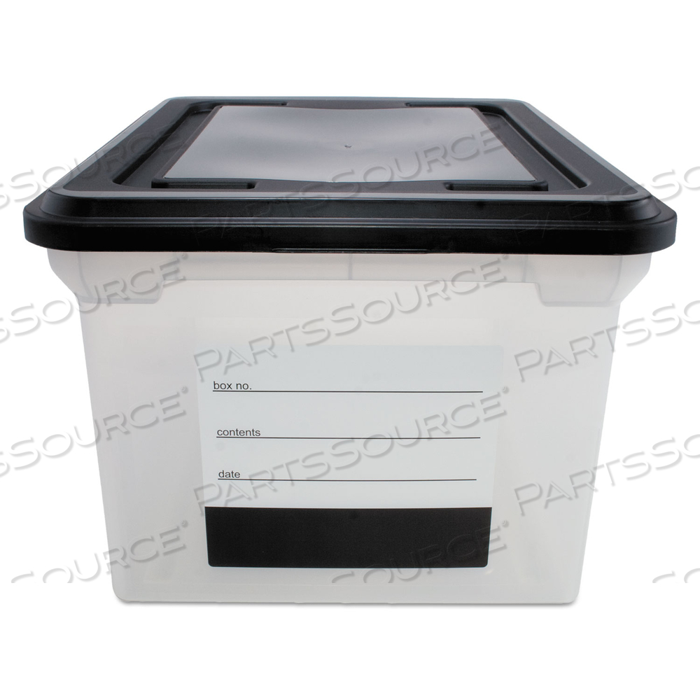 FILE TOTE WITH CONTENTS LABEL, LETTER/LEGAL FILES, 17.75" X 14" X 10.25", CLEAR/BLACK by Advantus