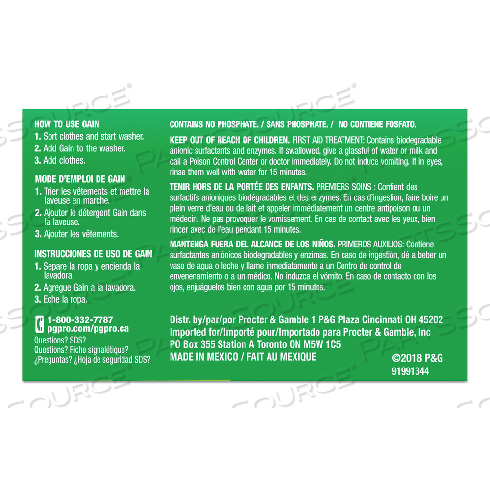 POWDER LAUNDRY DETERGENT, ORIGINAL SCENT, 1.8 OZ BOX by Gain POWDER LAUNDRY DETERGENT, ORIGINAL SCENT, 1.8 OZ BOX by Gain