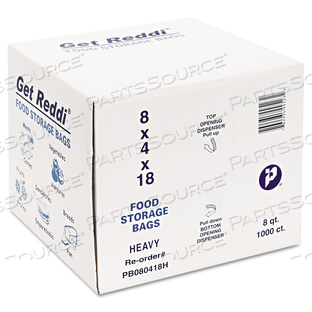 FOOD BAGS, 8 QT, 1 MIL, 8" X 18", CLEAR by Inteplast Group FOOD BAGS, 8 QT, 1 MIL, 8" X 18", CLEAR by Inteplast Group