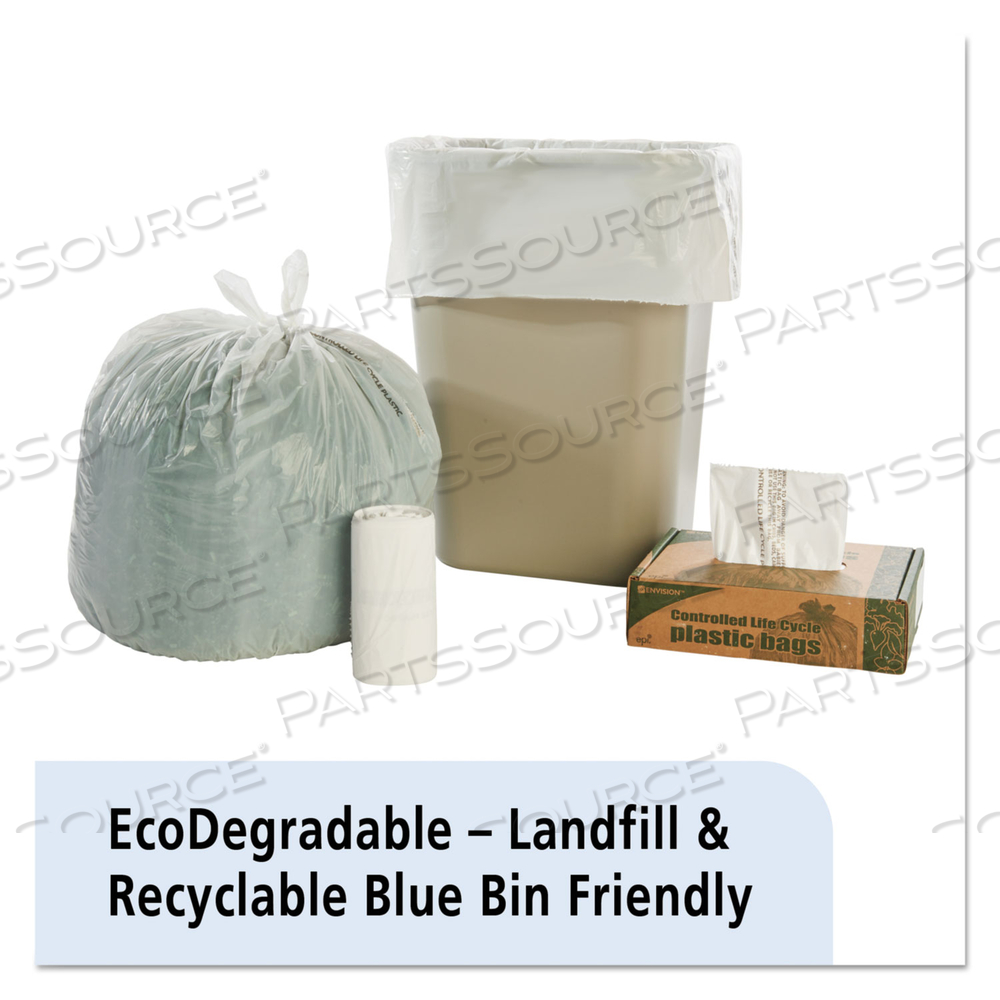 CONTROLLED LIFE-CYCLE PLASTIC TRASH BAGS, 13 GAL, 0.7 MIL, 24" X 30", WHITE by Envision CONTROLLED LIFE-CYCLE PLASTIC TRASH BAGS, 13 GAL, 0.7 MIL, 24" X 30", WHITE by Envision