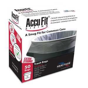LINEAR LOW DENSITY CAN LINERS WITH ACCUFIT SIZING, 44 GAL, 0.9 MIL, 37" X 50", CLEAR, 50/BOX by Accufit
