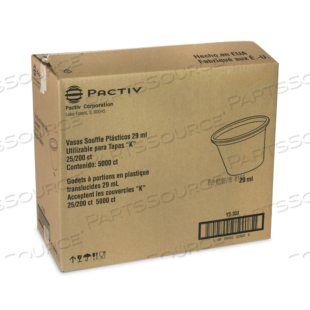 PLASTIC PORTION CUP, 1 OZ, TRANSLUCENT, 200/SLEEVE by Pactiv