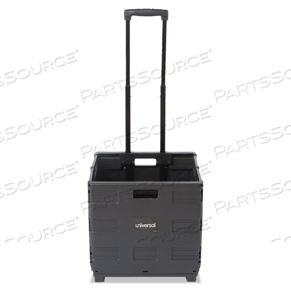 COLLAPSIBLE MOBILE STORAGE CRATE, PLASTIC, 18.25 X 15 X 18.25 TO 39.37, BLACK by Universal