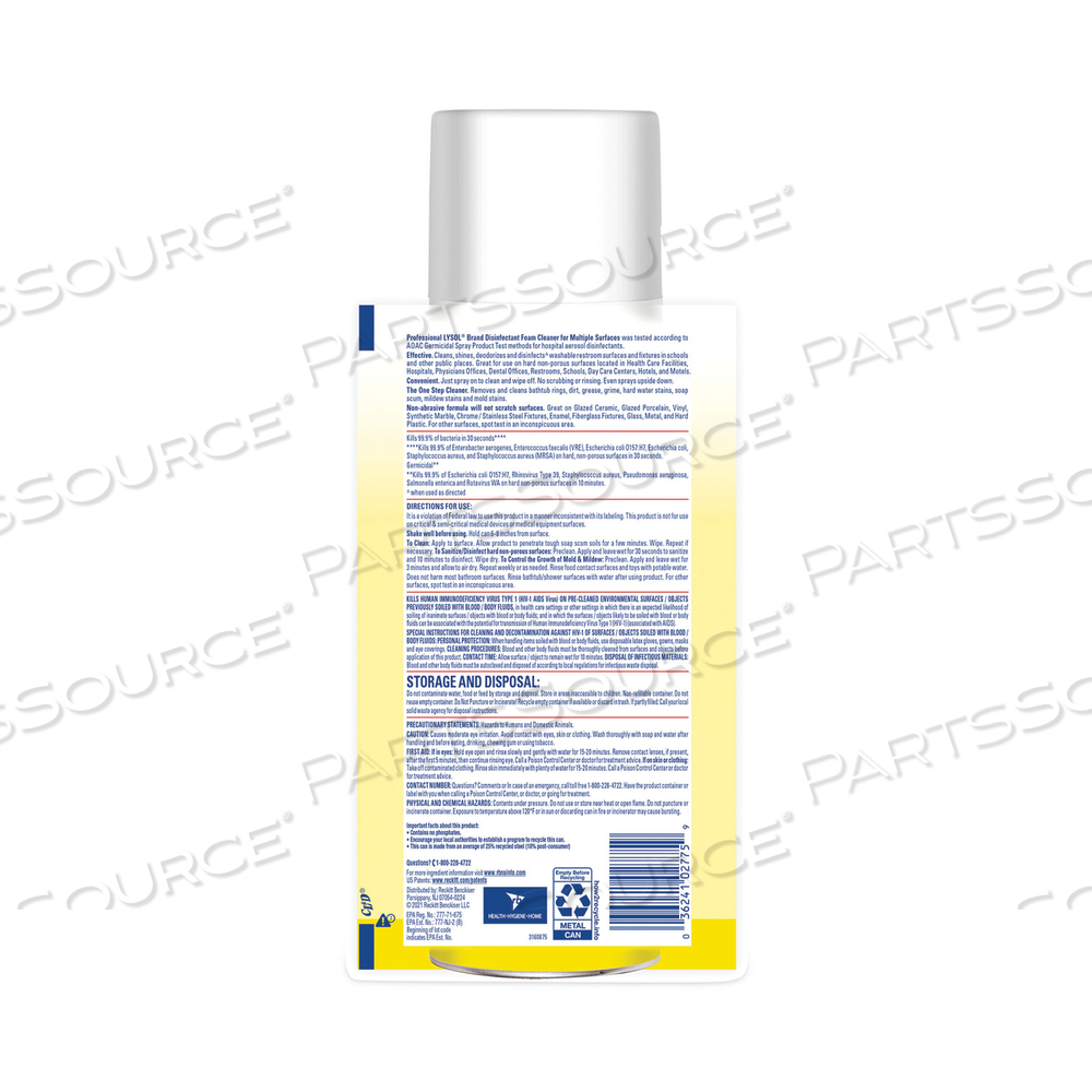 DISINFECTANT FOAM CLEANER, 24 OZ AEROSOL SPRAY by Lysol DISINFECTANT FOAM CLEANER, 24 OZ AEROSOL SPRAY by Lysol