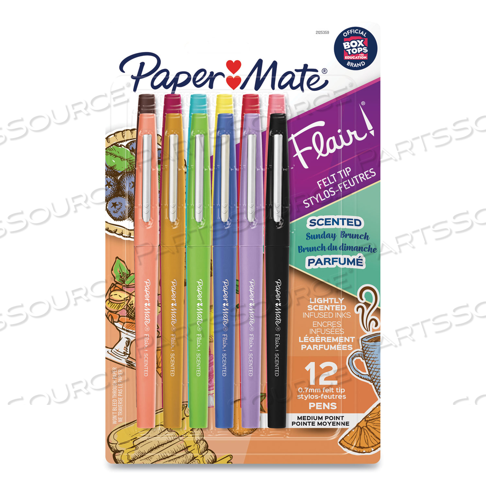 FLAIR SCENTED FELT TIP POROUS POINT PEN, STICK, MEDIUM 0.7 MM, ASSORTED INK AND BARREL COLORS by Paper Mate FLAIR SCENTED FELT TIP POROUS POINT PEN, STICK, MEDIUM 0.7 MM, ASSORTED INK AND BARREL COLORS by Paper Mate