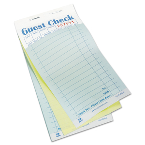 GUEST CHECK PAD, 17 LINES, TWO-PART CARBONLESS, 3.6 X 6.7, 50 FORMS/PAD by Royal Paper
