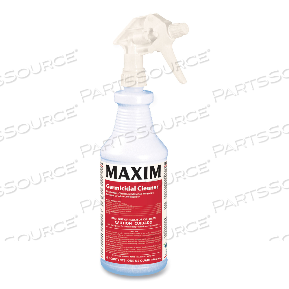 GERMICIDAL CLEANER, LEMON SCENT, 32 OZ BOTTLE, 12 BOTTLES AND 1 TRIGGER SPRAYER/CARTON by Maxim