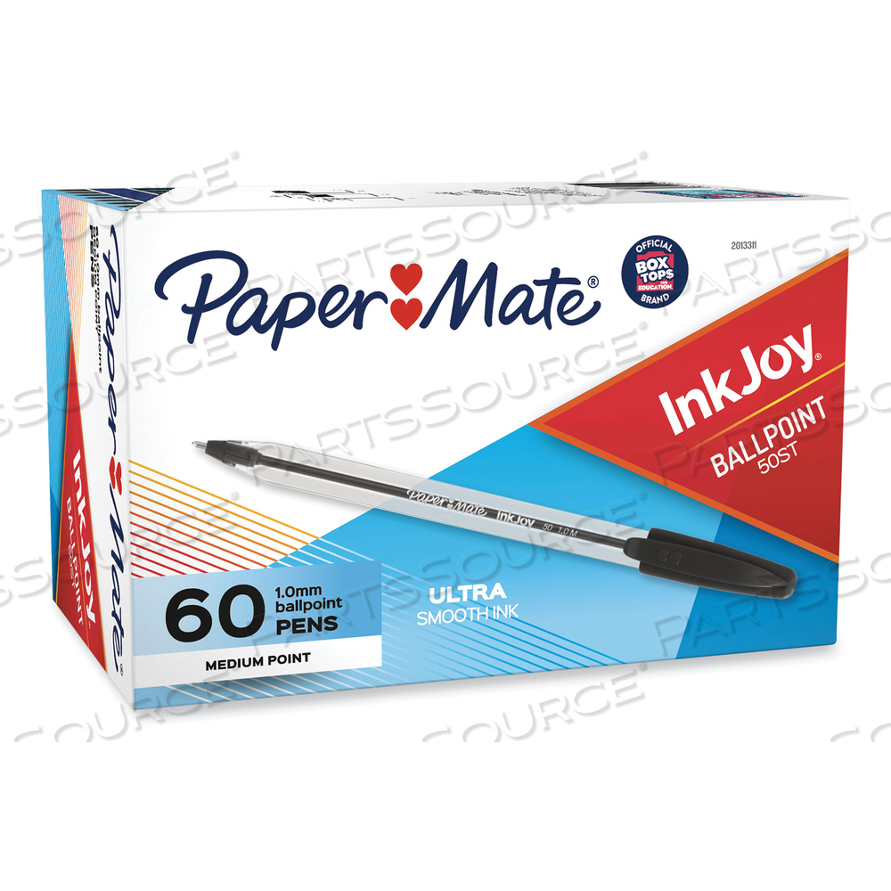 INKJOY 50ST BALLPOINT PEN, STICK, MEDIUM 1 MM, BLACK INK, WHITE/BLACK BARREL by Paper Mate INKJOY 50ST BALLPOINT PEN, STICK, MEDIUM 1 MM, BLACK INK, WHITE/BLACK BARREL by Paper Mate