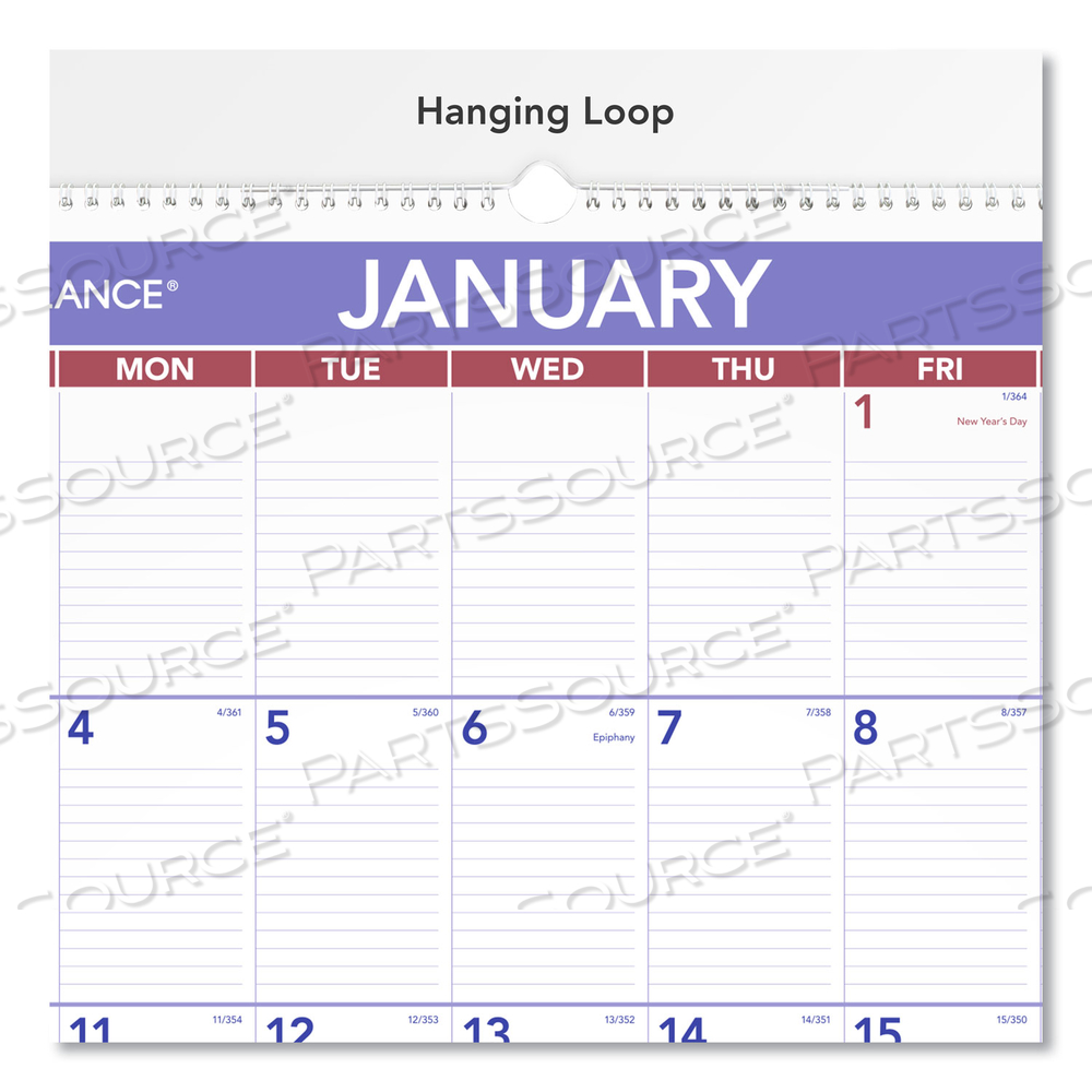 MONTHLY WALL CALENDAR WITH RULED DAILY BLOCKS, 20 X 30, WHITE SHEETS, 12-MONTH (JAN TO DEC): 2023 