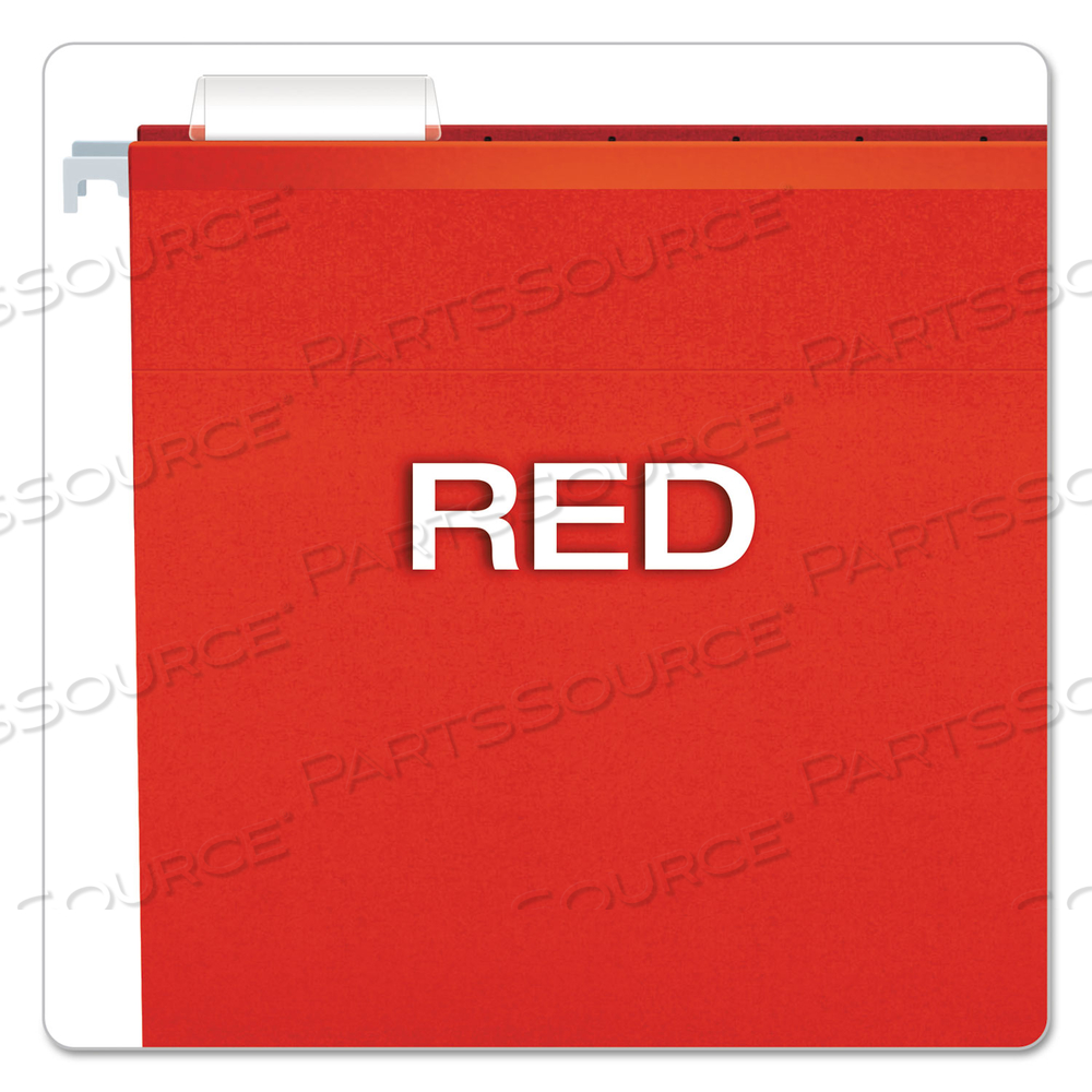 COLORED REINFORCED HANGING FOLDERS, LETTER SIZE, 1/5-CUT TABS, RED by Esselte Pendaflex Corp. COLORED REINFORCED HANGING FOLDERS, LETTER SIZE, 1/5-CUT TABS, RED by Esselte Pendaflex Corp.
