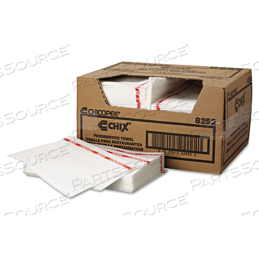 FOOD SERVICE TOWELS, COTTON, 13 X 21, WHITE/RED by Chix