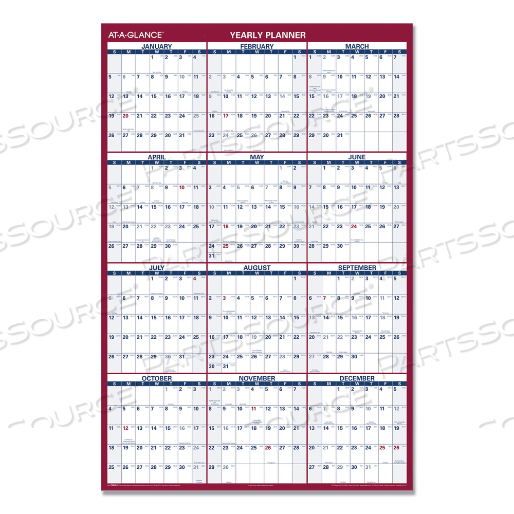 ERASABLE VERTICAL/HORIZONTAL WALL PLANNER, 32 X 48, WHITE/BLUE/RED SHEETS, 12-MONTH (JAN TO DEC): 2023 by At-A-Glance ERASABLE VERTICAL/HORIZONTAL WALL PLANNER, 32 X 48, WHITE/BLUE/RED SHEETS, 12-MONTH (JAN TO DEC): 2023 by At-A-Glance