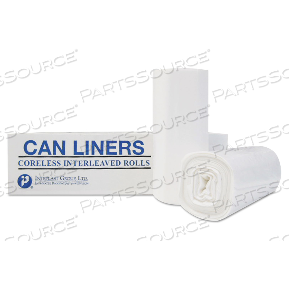 LOW-DENSITY COMMERCIAL CAN LINERS, 60 GAL, 0.8 MIL, 38" X 58", WHITE 