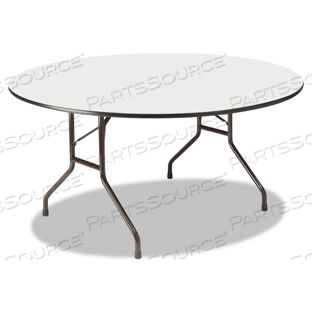 OFFICEWORKS WOOD FOLDING TABLE, ROUND, 60" DIAMETER X 29H, GRAY TOP, CHARCOAL BASE by Iceberg Enterprises OFFICEWORKS WOOD FOLDING TABLE, ROUND, 60" DIAMETER X 29H, GRAY TOP, CHARCOAL BASE by Iceberg Enterprises