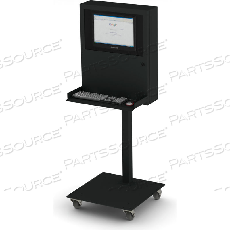 BLACK POWDER COATED STEEL PEDESTAL BASE WITH LOCKING CASTERS FOR PC DEFENDER by Pc Enclosures