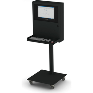 BLACK POWDER COATED STEEL PEDESTAL BASE WITH LOCKING CASTERS FOR PC DEFENDER by Pc Enclosures